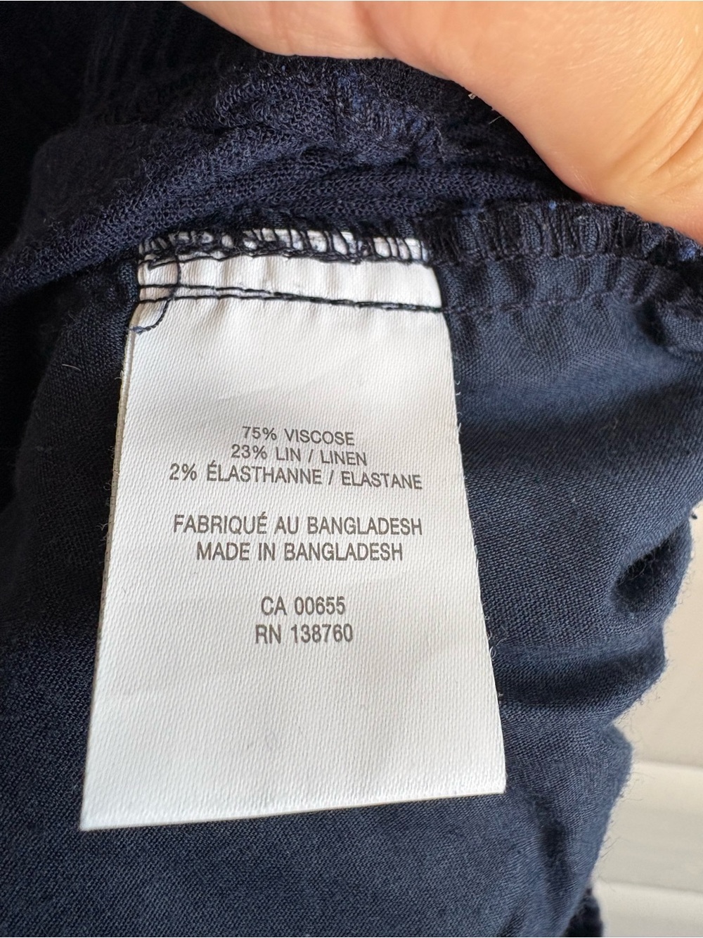 Reitmans Linen Blend Pull On Pants Navy 14 Petite - Picture 7 of 9